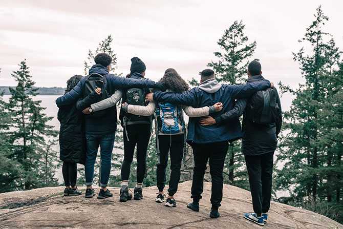 People go hiking in the woods in North Carolina, the state where our PTSD treatment center is located.