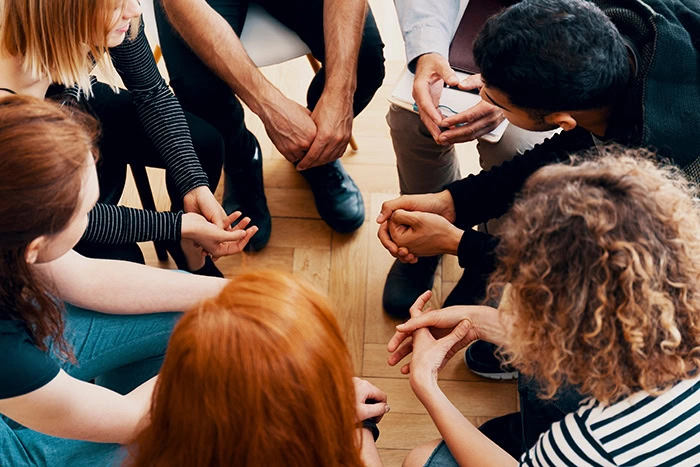 People participate in outpatient rehab.
